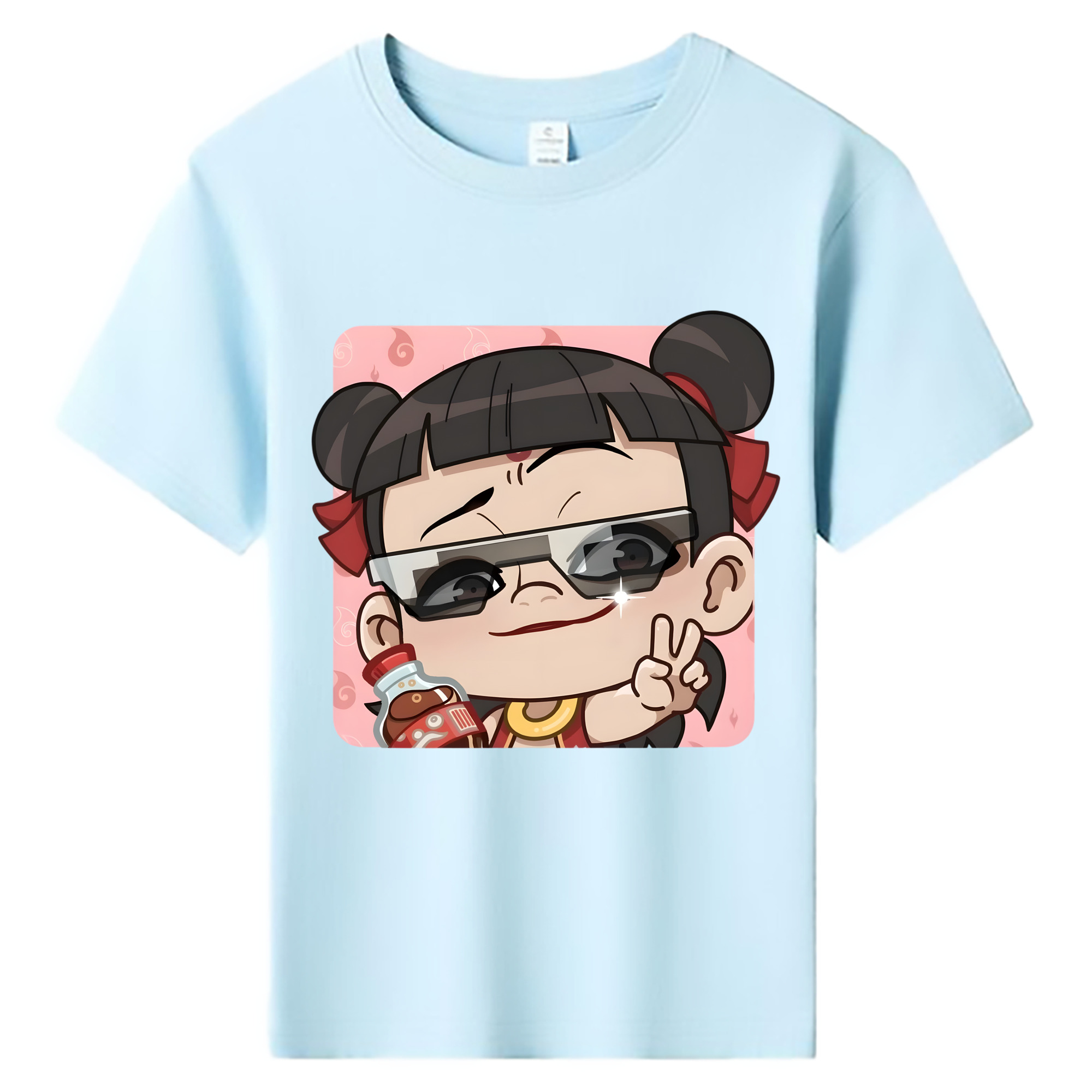 （画像用） Ne Zha 2 ナタ 魔童の大暴れ 綿100％キッズTシャツ（フロントプリント）